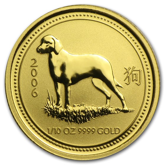 2006 Australia 1/10 oz Gold Lunar Dog BU (Series I) 2006 Australia 1/10 oz Gold Lunar Dog BU (Series I)